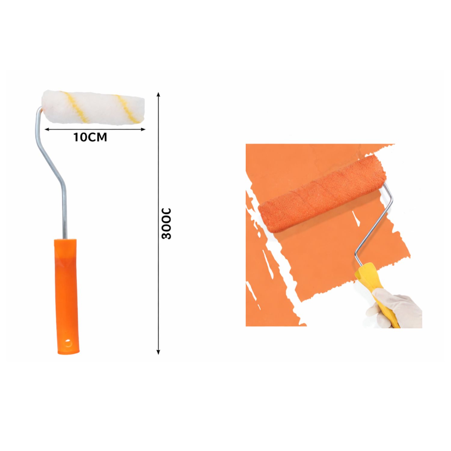 SET 10 RODILLOS CHIPORRO MANGO PLASTICO 10X30CM PARA PINTAR - 2