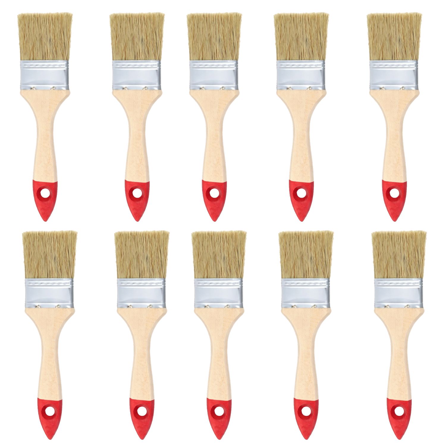SET 10 BROCHAS MANGO MADERA 2 PULGADAS PARA PINTURA PINTAR - 1