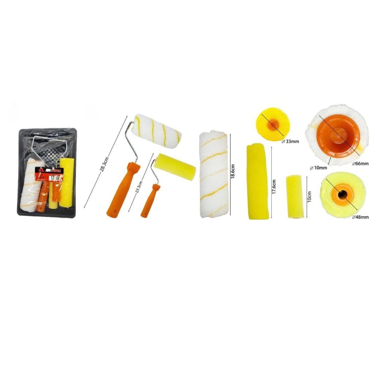 SET PARA PINTURA RODILLOS MANGO PLASTICO HERRAMIENTAS - 2