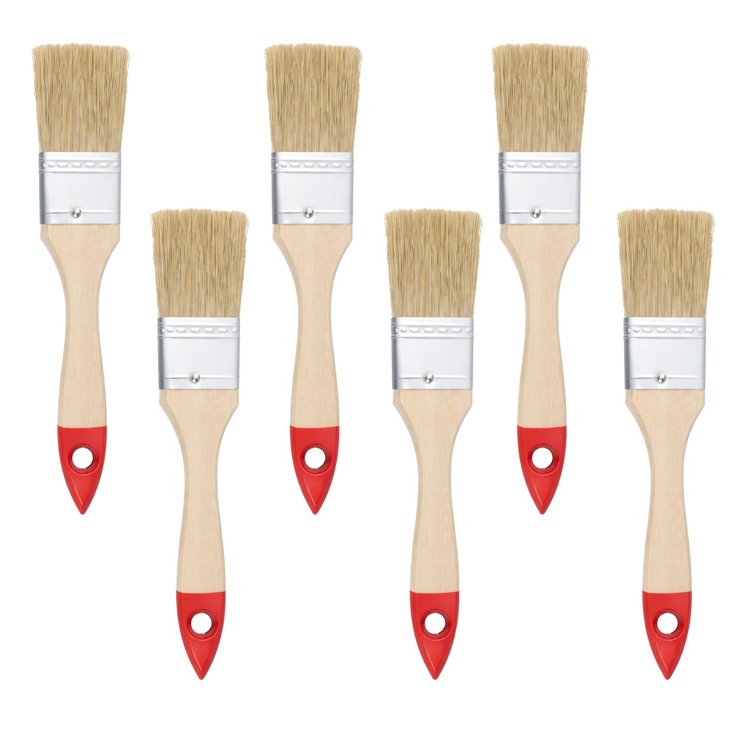 SET 6 BROCHAS MANGO MADERA 1.5 PULGADAS PARA PINTURA PINTAR - 1