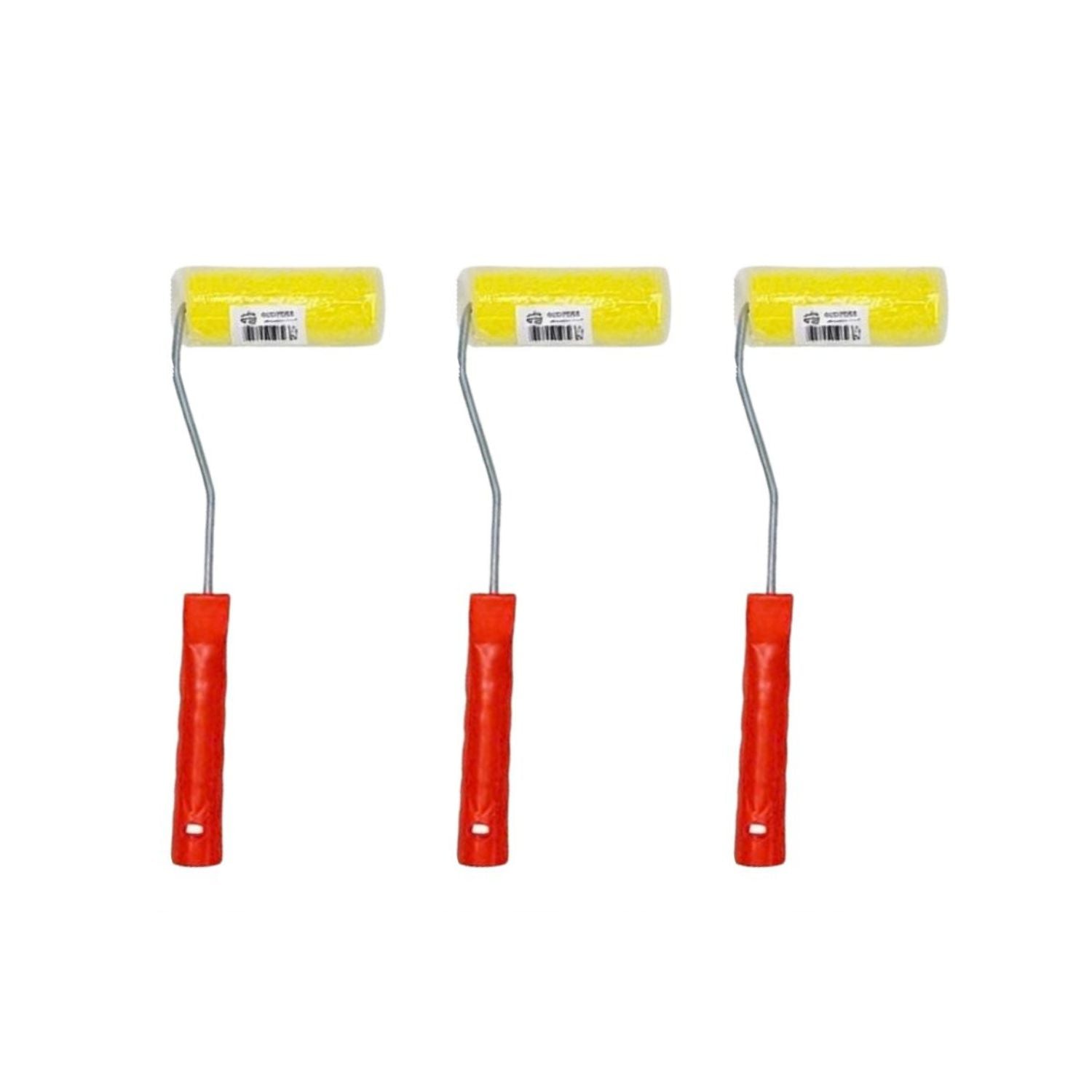 SET 3 RODILLOS ESPONJA 4 PULGADAS MANGO PLASTICO PINTAR - 1