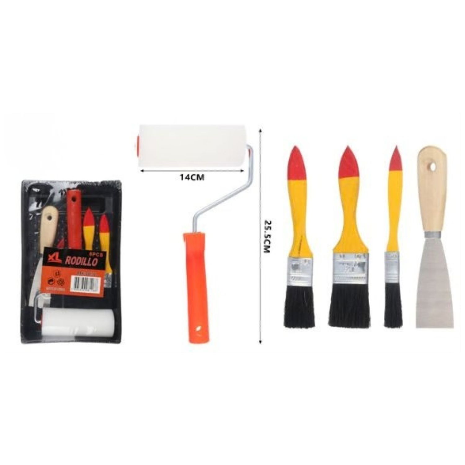 KIT BASICO PARA PINTAR BROCHA RODILLO ESPATULA CONSTRUCCION - 2