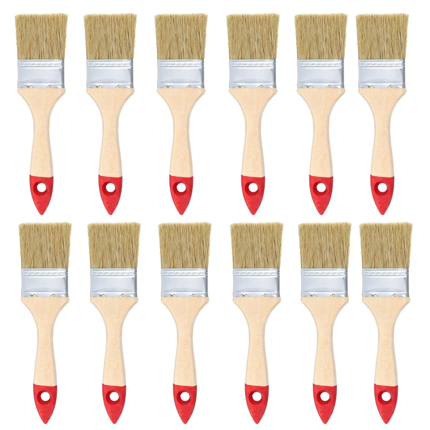 SET 12 BROCHAS MANGO MADERA 2 PULGADAS PARA PINTURA PINTAR - 1