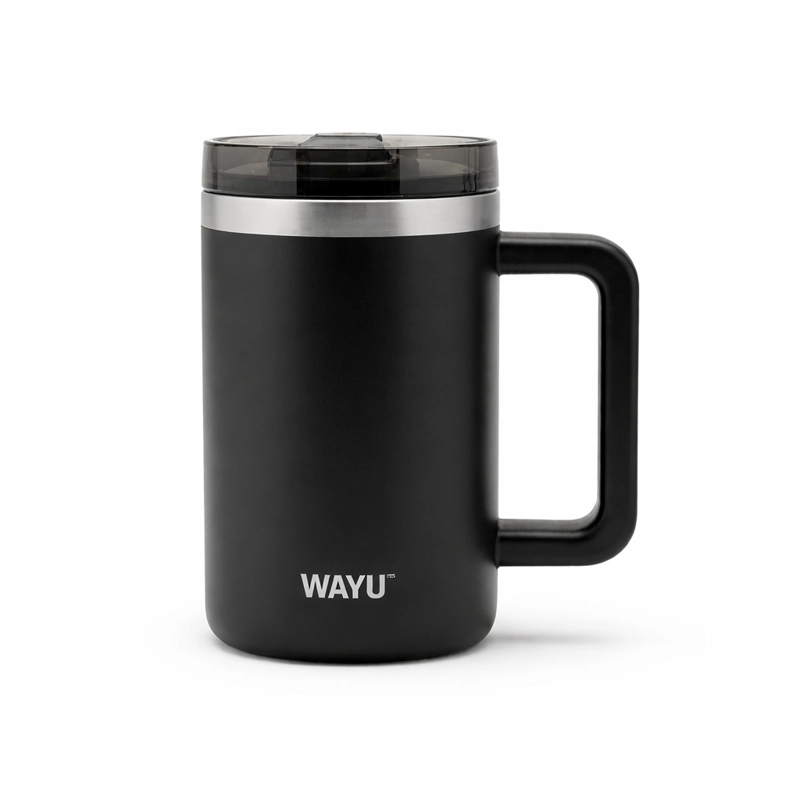 MUG TERMICO WAYU 650ML ACERO INOXIDABLE NEGRO - 1