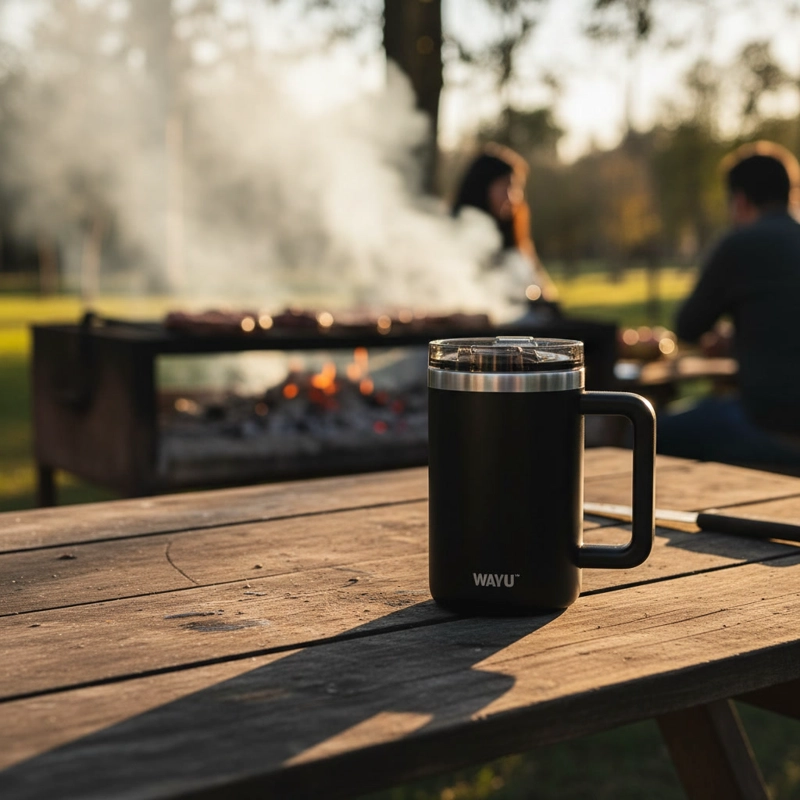 MUG TERMICO WAYU 650ML ACERO INOXIDABLE NEGRO - 2
