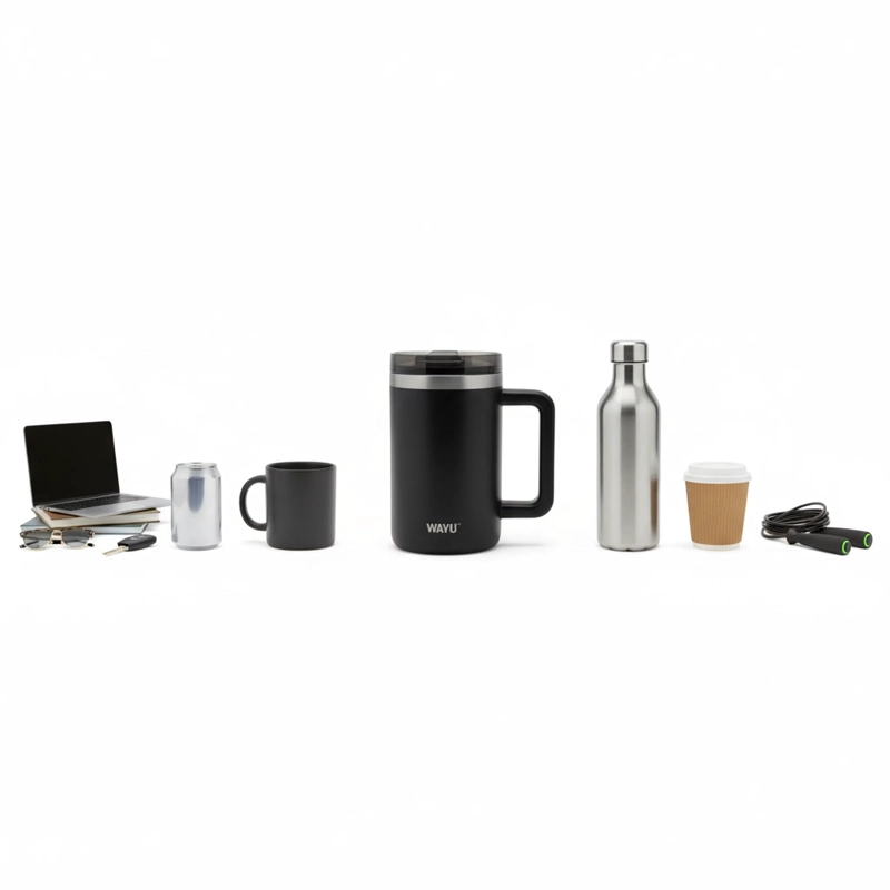 MUG TERMICO WAYU 650ML ACERO INOXIDABLE NEGRO - 5