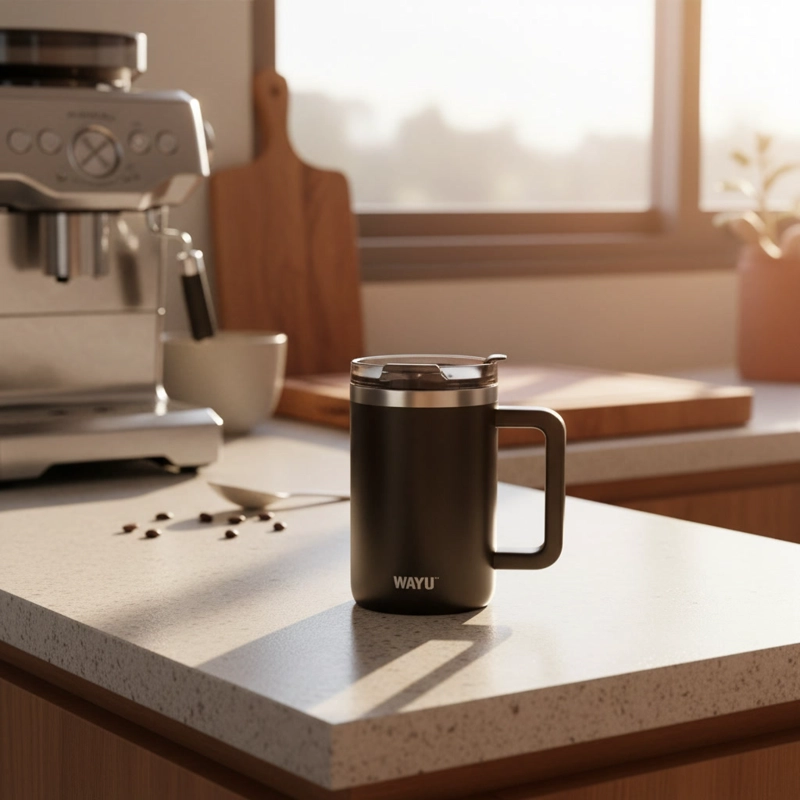 MUG TERMICO WAYU 650ML ACERO INOXIDABLE NEGRO - 8