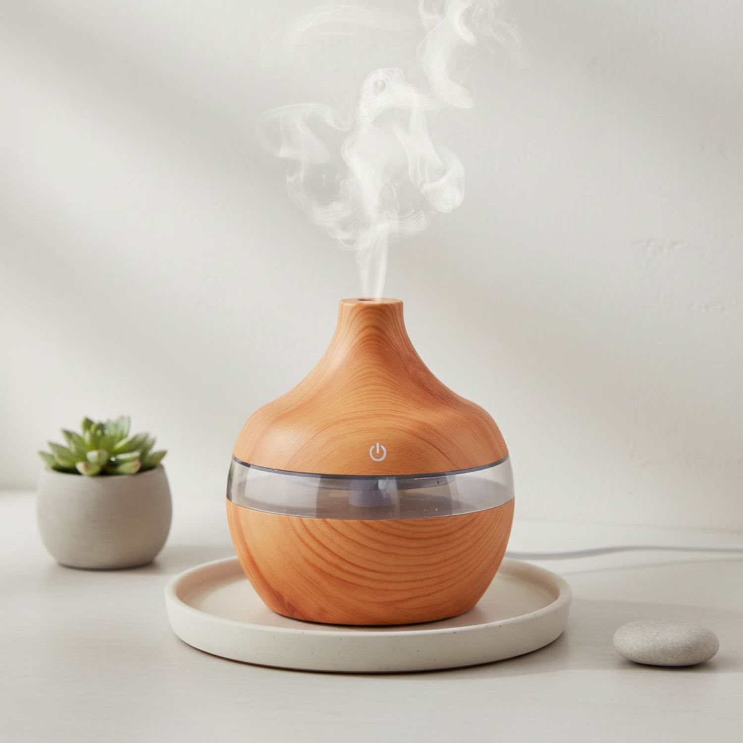 HUMIDIFICADOR AROMATIZADOR ESCENCIAS FORMA GRANO MADERA CLARO - 8