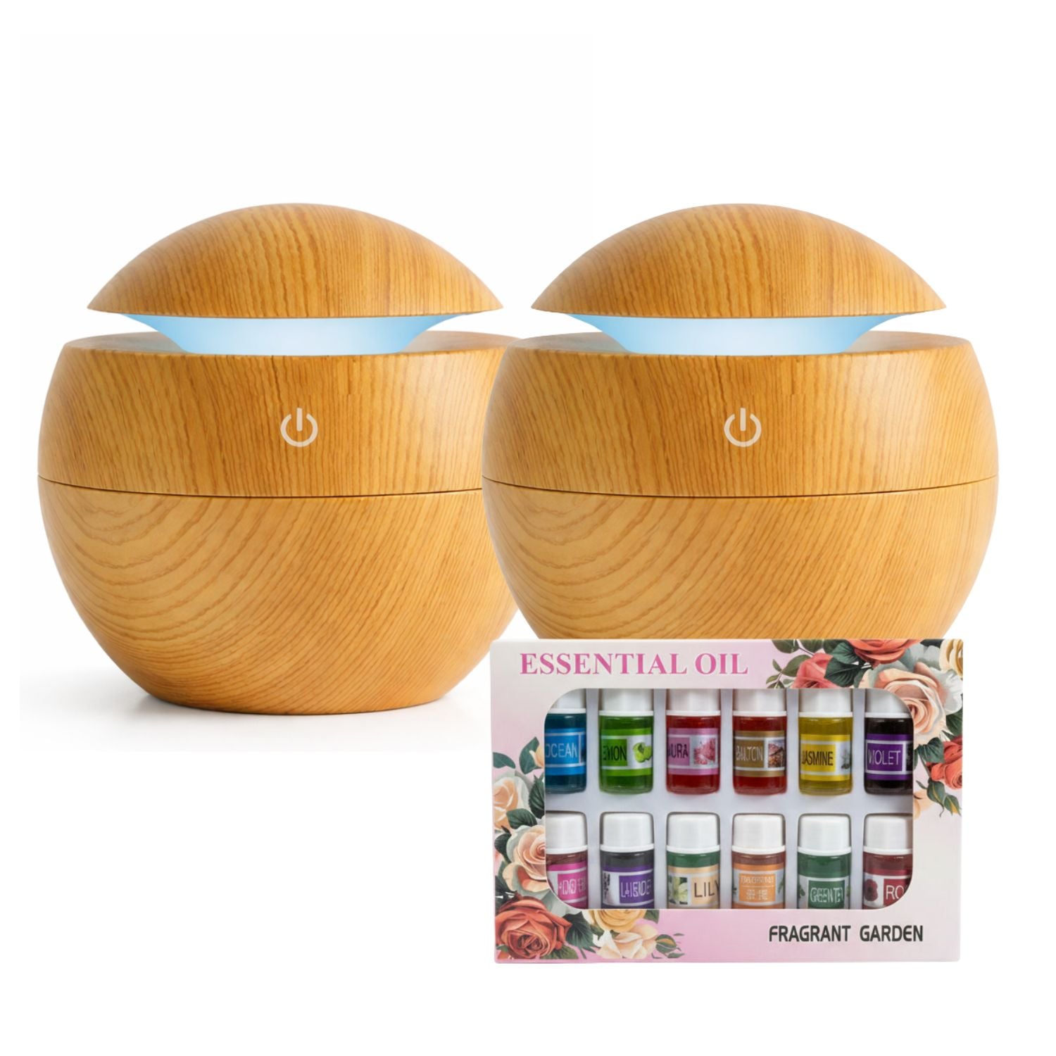 PACK 2 HUMIDIFICADORES 12 ESCENCIAS ASPECTO MADERA CLARO RELAJACION - 1