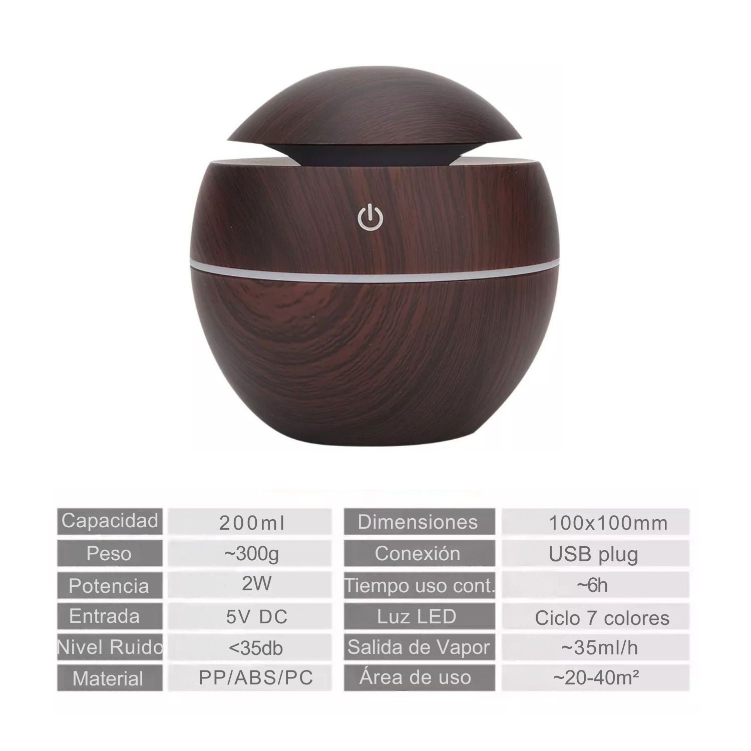 HUMIDIFICADOR DIFUSOR DE ESCENCIAS ASPECTO MADERA OSCURO RELAJACION - 8