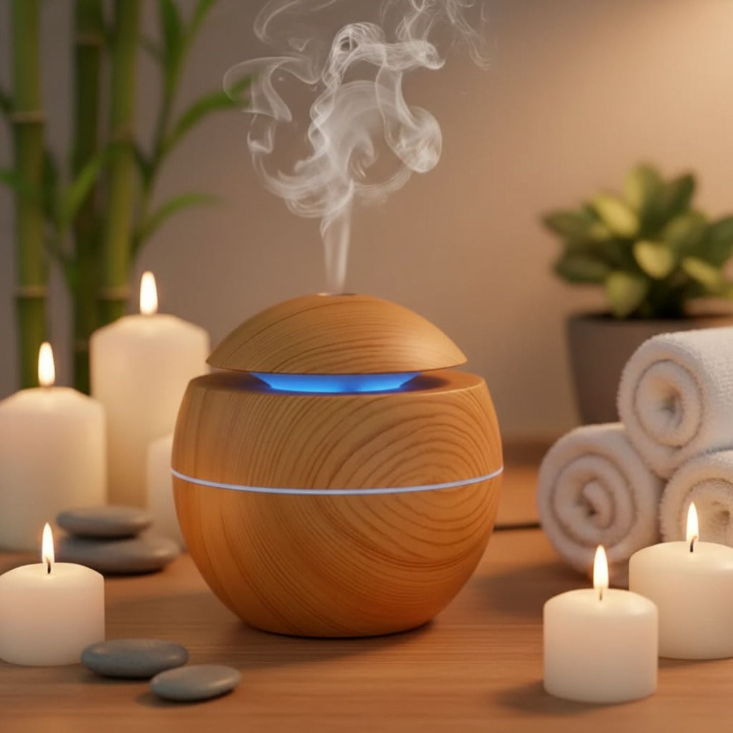 HUMIDIFICADOR DIFUSOR DE ESCENCIAS ASPECTO MADERA CLARO RELAJACION - 3