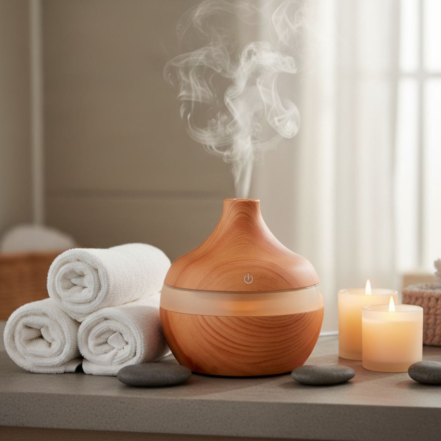 PACK 2 HUMIDIFICADORES AROMATIZADOR 12 ESCENCIAS FORMA GRANO MADERA CLARO - 7