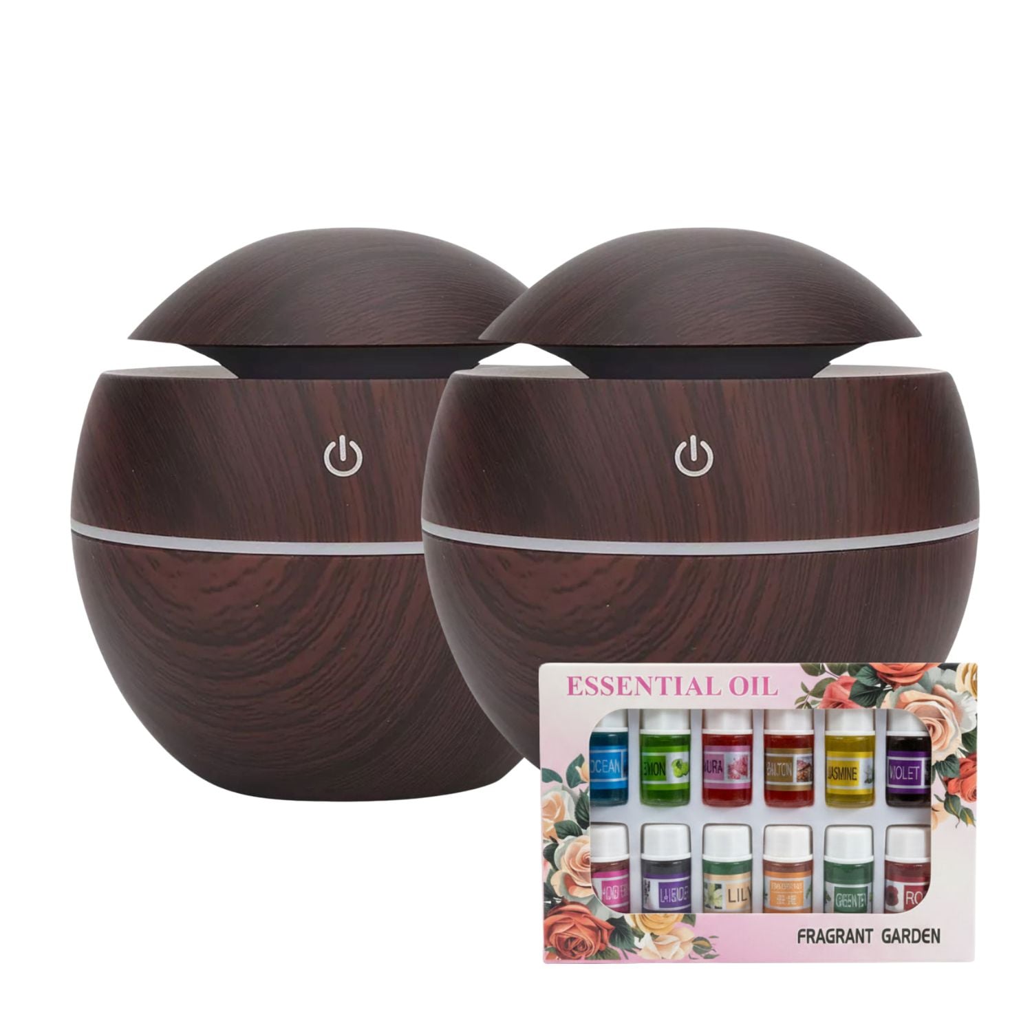 PACK 2 HUMIDIFICADORES 12 ESCENCIAS ASPECTO MADERA OSCURO RELAJACION - 1