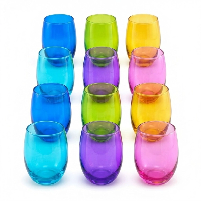 12 VASOS VIDRIO ALTOS MIKONOS FULL COLOR 460ML CRISTAR - 1