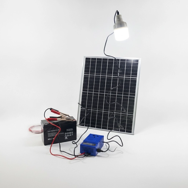 KIT KIT SOLAR EMERGENCIA BATERIA 12V 7AH INVERSOR 220W - 1