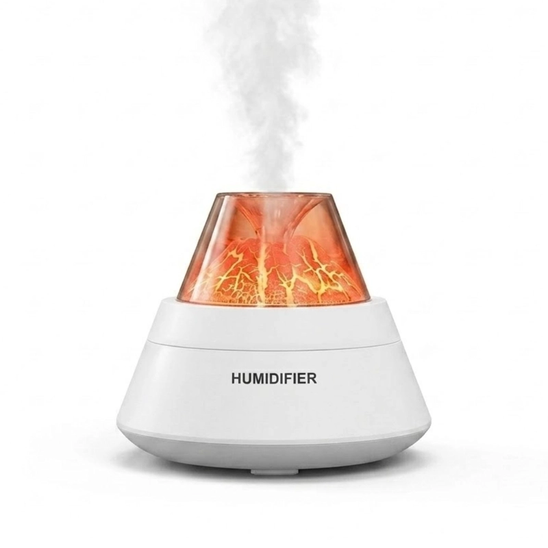 HUMIDIFICADOR VOLCAN DIFUSOR AROMAS LUZ LED USB 250ML BLANCO - 1