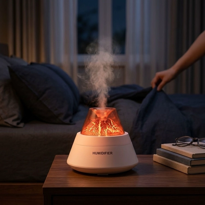 HUMIDIFICADOR VOLCAN DIFUSOR AROMAS LUZ LED USB 250ML BLANCO - 2
