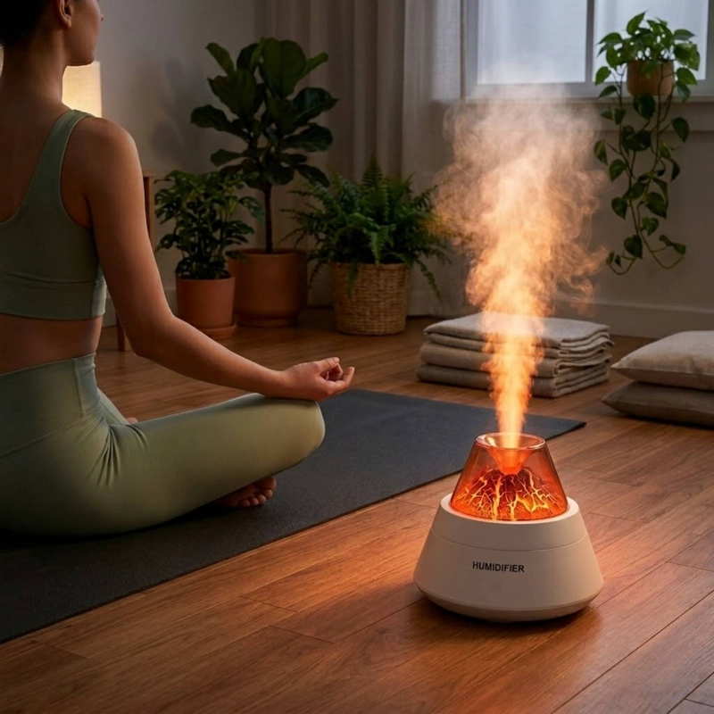 HUMIDIFICADOR VOLCAN DIFUSOR AROMAS LUZ LED USB 250ML BLANCO - 5