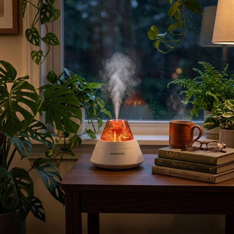 HUMIDIFICADOR VOLCAN DIFUSOR AROMAS LUZ LED USB 250ML BLANCO - 7