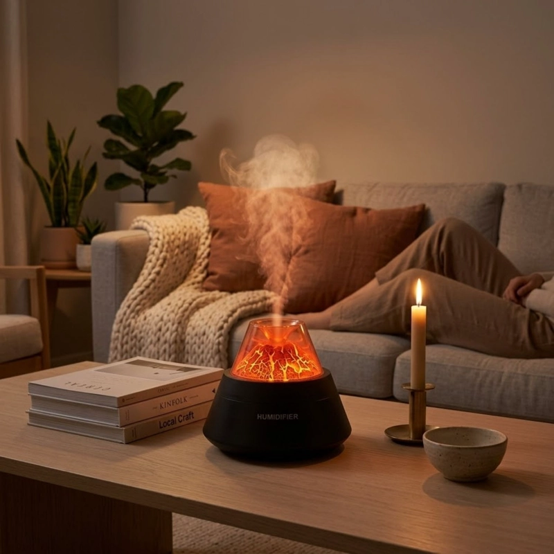 HUMIDIFICADOR DIFUSOR AROMAS VOLCAN 250ML USB LED NEGRO - 4