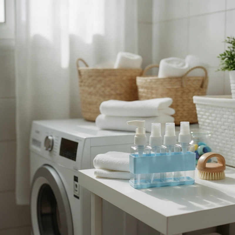 SET 4 BOTELLAS SPRAY ORGANIZADOR BAÑO AZUL 12CM - 6