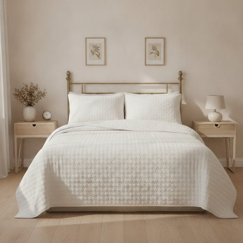 CUBRECAMAS QUILT 2 1/2 PLAZAS BLANCO DELUXE COLLECTION - 6