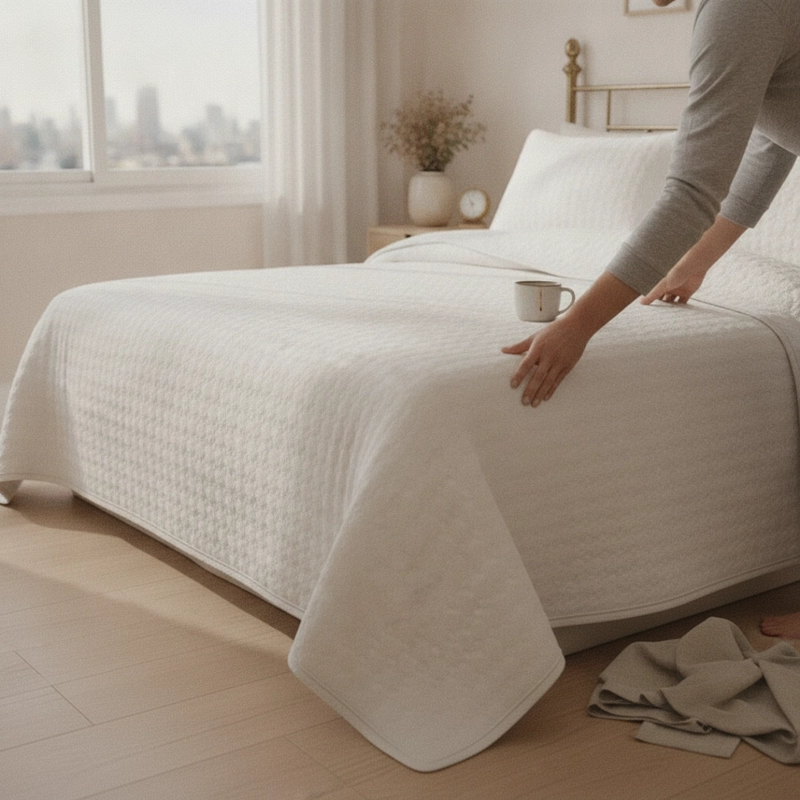 CUBRECAMAS QUILT 2 1/2 PLAZAS BLANCO DELUXE COLLECTION - 7