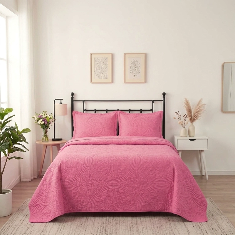 CUBRECAMAS QUILT 2 PLAZAS WONDER COLLECTION CORAL 220X240CM - 1