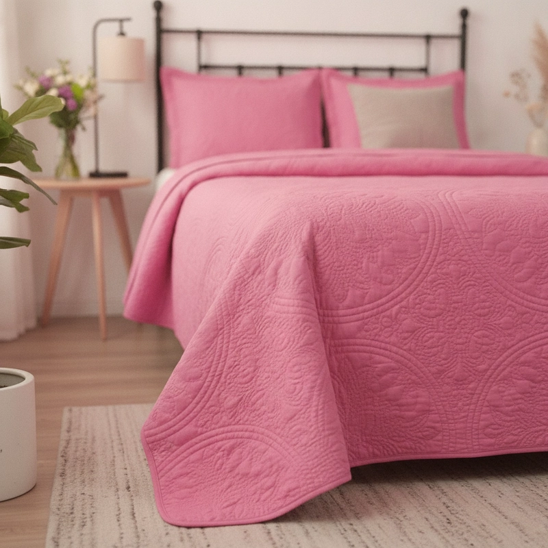 CUBRECAMAS QUILT 2 PLAZAS WONDER COLLECTION CORAL 220X240CM - 4