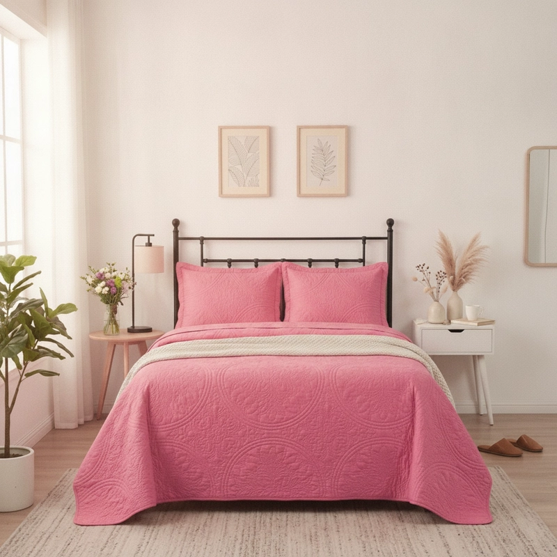 CUBRECAMAS QUILT 2 PLAZAS WONDER COLLECTION CORAL 220X240CM - 6