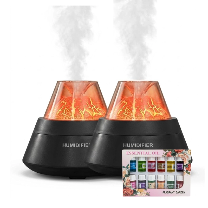 SET 2 HUMIDIFICADORES VOLCAN 250ML NEGRO 12 ESENCIAS - 1