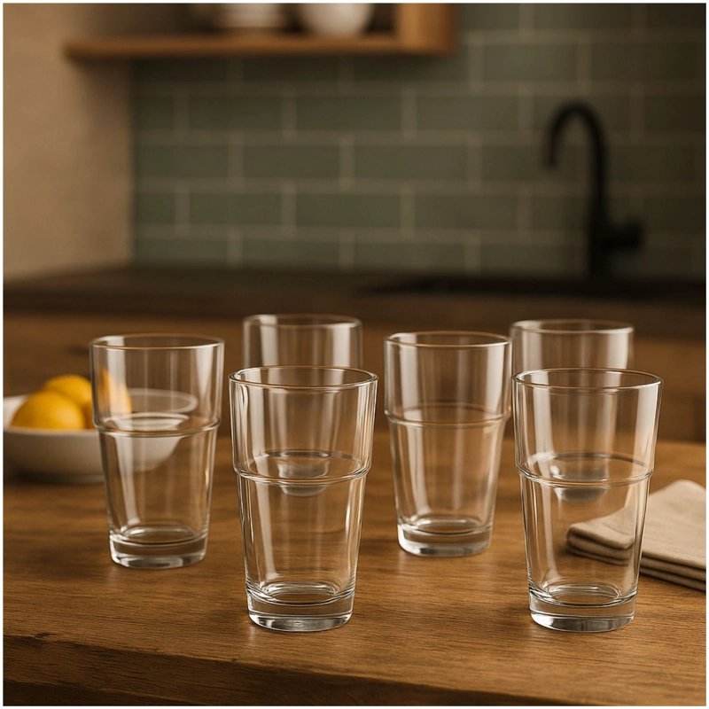 SET 6 VASOS GALATA APILABLE BEBIDAS TRAGOS 340ML ELEGANTE - 2