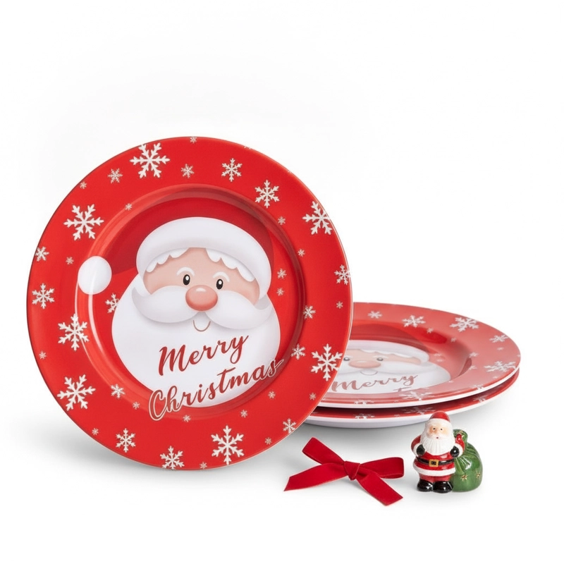 SET 3 PLATOS DECORATIVOS NAVIDAD MELAMINA NAVIDEÑOS 33CM - 3