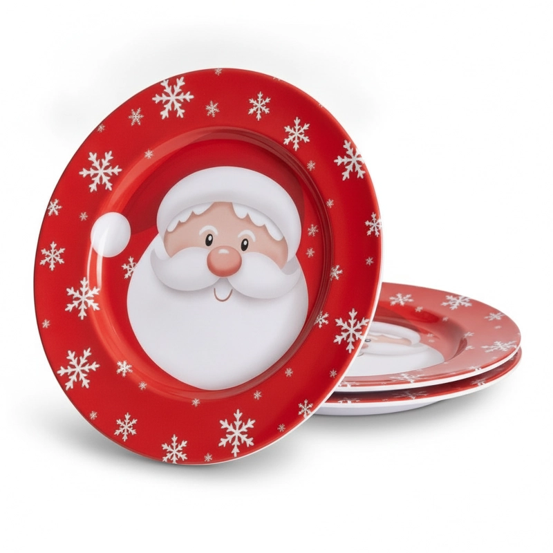 SET 3 PLATOS DECORATIVOS NAVIDAD MELAMINA NAVIDEÑOS 33CM - 4