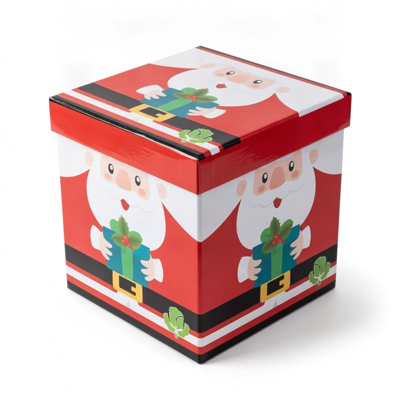 PUFF NAVIDEÑO PLEGABLE 30X30X30CM BAUL ORGANIZADOR - 1