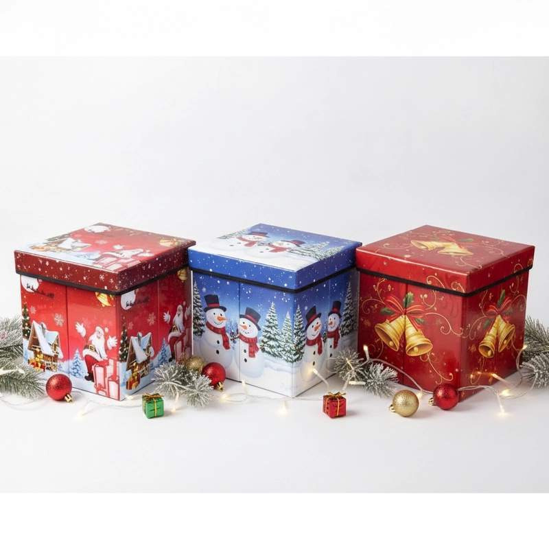 PUFF NAVIDEÑO PLEGABLE 30X30X30CM BAUL ORGANIZADOR ASIENTO - 2