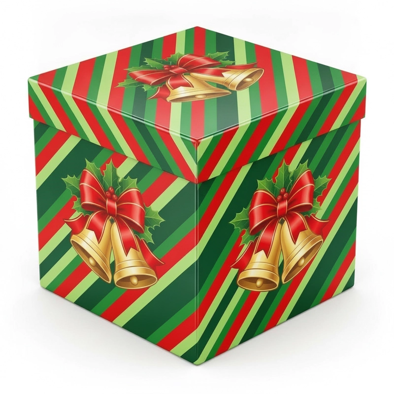 PUFF NAVIDEÑO PLEGABLE 30X30X30CM BAUL ORGANIZADOR - 1