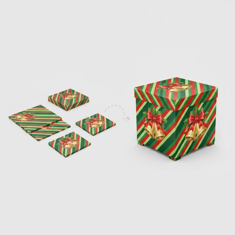 PUFF NAVIDEÑO PLEGABLE 30X30X30CM BAUL ORGANIZADOR - 3
