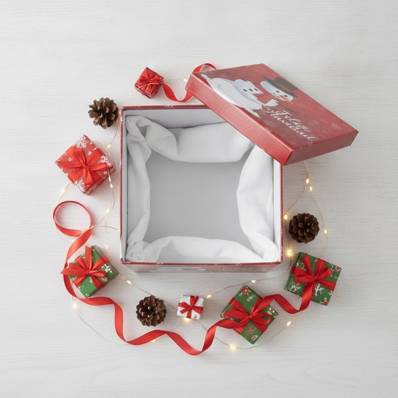 PUFF NAVIDEÑO PLEGABLE 30X30X30CM BAUL ORGANIZADOR ASIENTO - 3