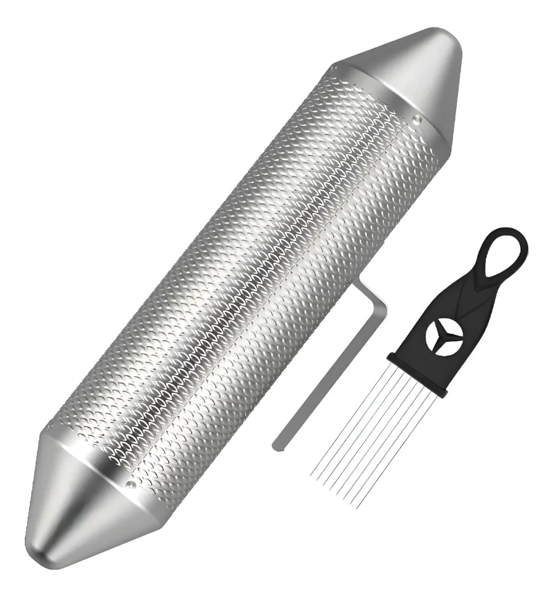 GUIRO METALICO TORPEDO CHARRASCA INSTRUMENTO PLATEADO