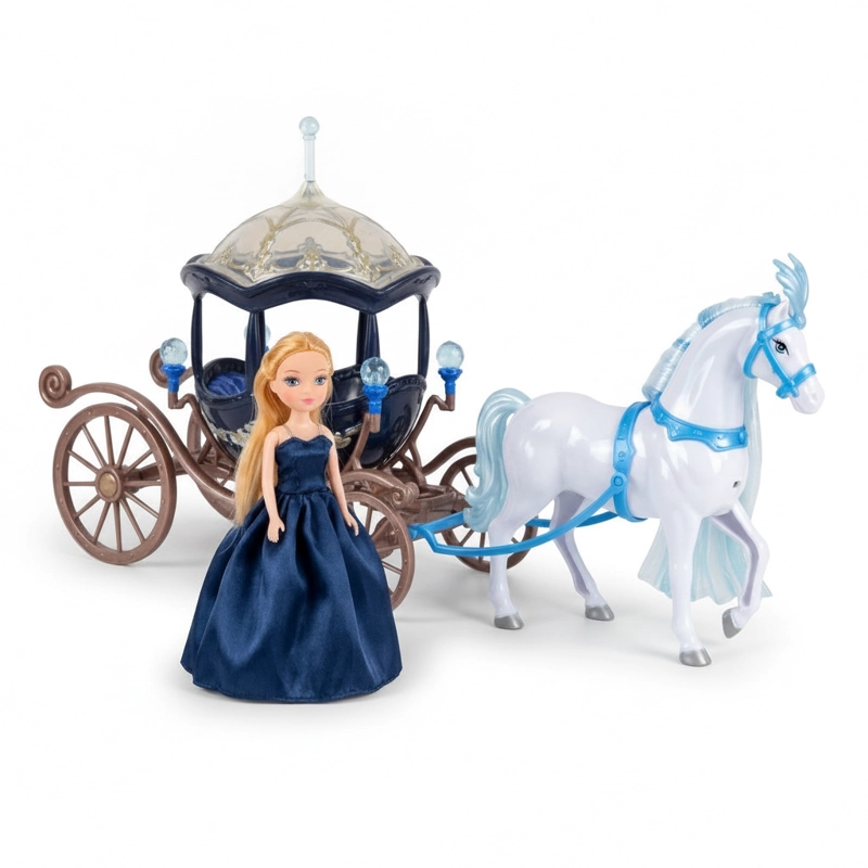 CARRUAJE PRINCESA CON CABALLO MUÑECA 40CM CON SONIDOS - 1