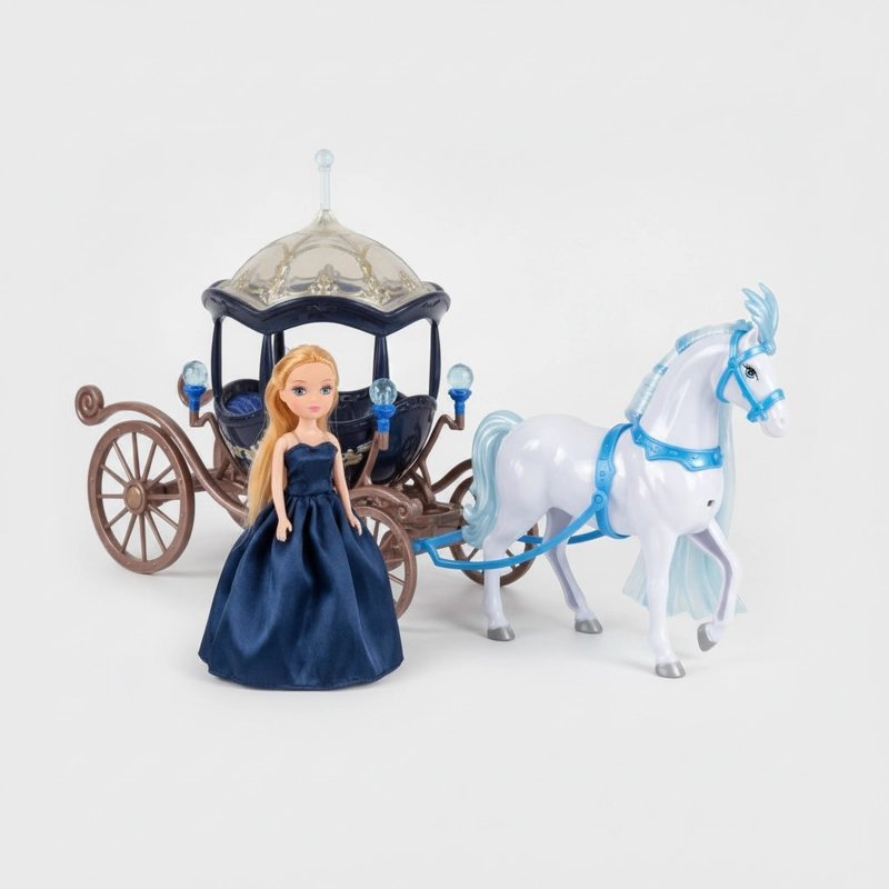 CARRUAJE PRINCESA CON CABALLO MUÑECA 40CM CON SONIDOS - 3