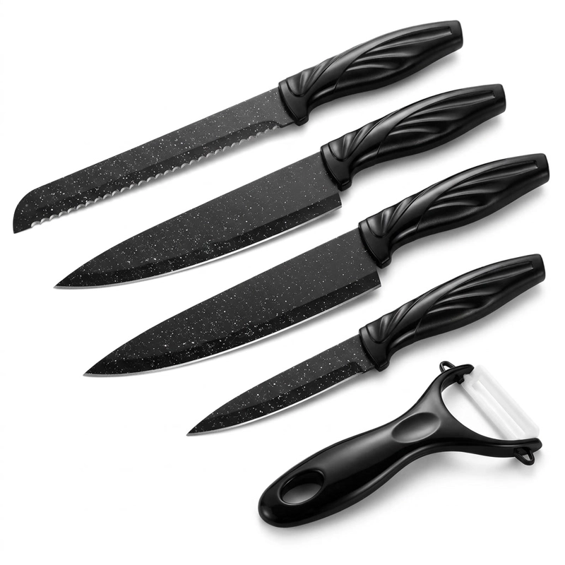 SET 6 CUCHILLOS COCINA ANTIADHERENTE GRANITO CON PELADOR - 1