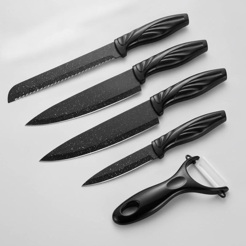 SET 6 CUCHILLOS COCINA ANTIADHERENTE GRANITO CON PELADOR - 3