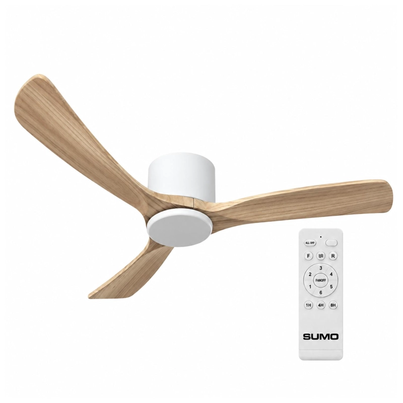 VENTILADOR DE TECHO SUMO VT50 BLANCO 52' 3 ASPAS DE MADERA NATURAL - 1