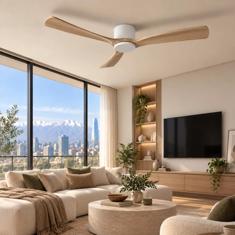 VENTILADOR DE TECHO SUMO VT50 BLANCO 52' 3 ASPAS DE MADERA NATURAL - 4