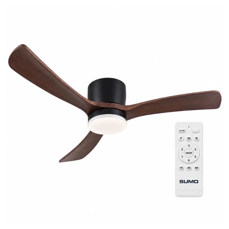 VENTILADOR DE TECHO SUMO VT60 NEGRO LED 52' 3 ASPAS DE MADERA CAFE - 1