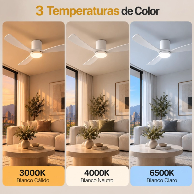 VENTILADOR DE TECHO SUMO VT60 BLANCO LED 52' 3 ASPAS DE MADERA BLANCO - 3