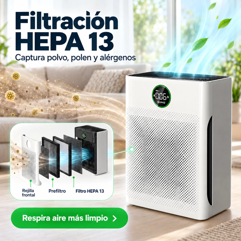 PURIFICADOR DE AIRE SENSE PA-1: HEPA13, MODO PET Y AROMATERAPIA - 4