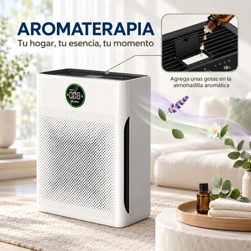 PURIFICADOR DE AIRE SENSE PA-1: HEPA13, MODO PET Y AROMATERAPIA - 6